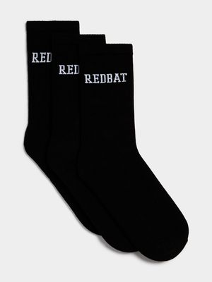 Redbat Unisex 3-Pack Black Socks