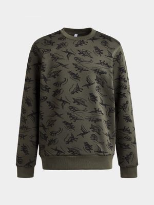 Younger Boy's Fatigue Dino Print Sweat Top