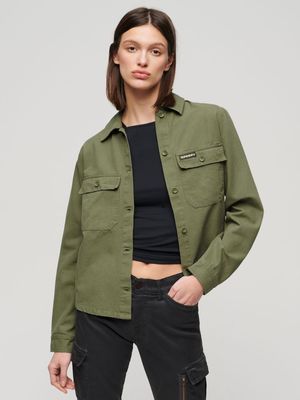 Women's Superdry Green Embellished Military Overshirt Jacket
