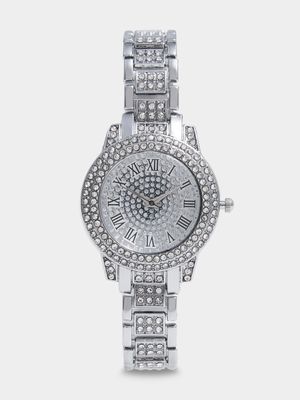 Women's Silver Diamante Watch