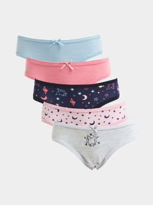 Jet Younger Girls Navy/Pink 5 Pack Panties