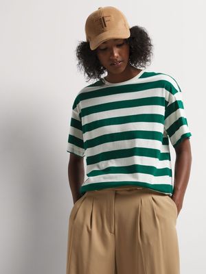 Wide Stripe Cotton T-Shirt