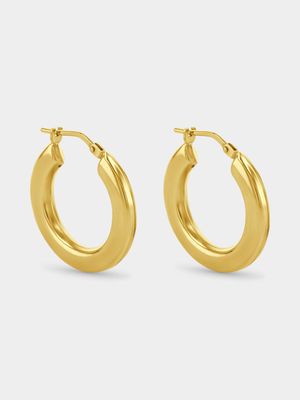 Yellow Gold & Sterling Silver Bold Round Hoop Earrings