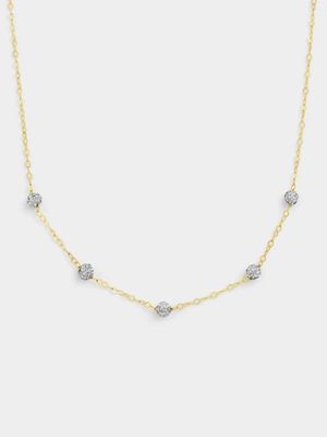 Yellow Gold & Sterling Silver Crystal Station Necklace