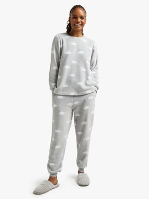 Women's Grey Cloud Print Sleepwear Set