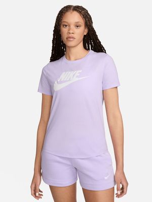 Womens Nike Sportswear Essential Icon Futura Purple/White Tee