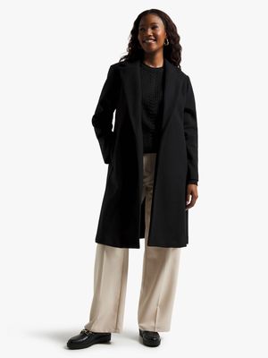 Women's Black Melton Coat