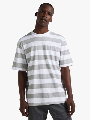 Men's Grey Striped T-Shirt