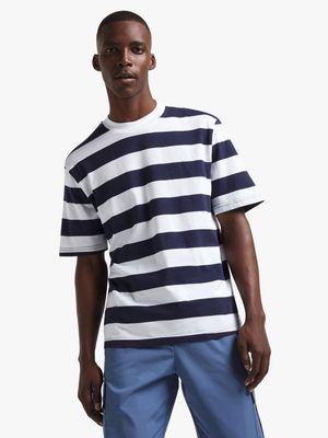 Men's Navy & White Striped T-Shirt