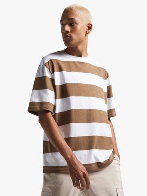 Men's Brown Striped T-Shirt