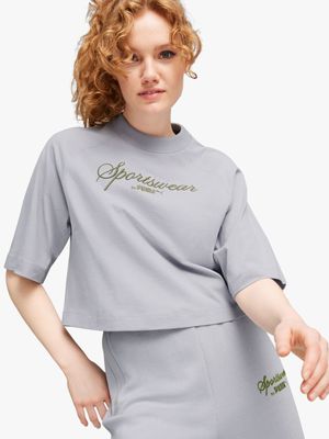 Puma Women's Classics+ Oversized Gray T-shirt