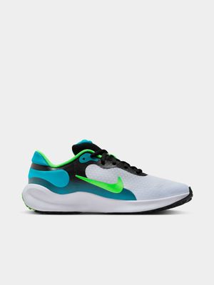 Junior Grade-School Nike Revolution 7 Grey/Teal/Lime Shoes