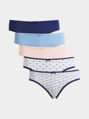 Jet Ladies Navy/Blush 5 Pack Bikini Panties