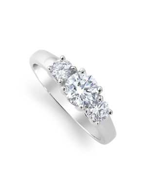 Sterling Silver & Cubic Zirconia Trilogy Ring