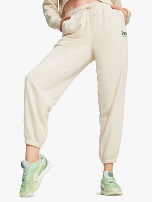Puma Women's Team Relaxed Off-White Sweatpants