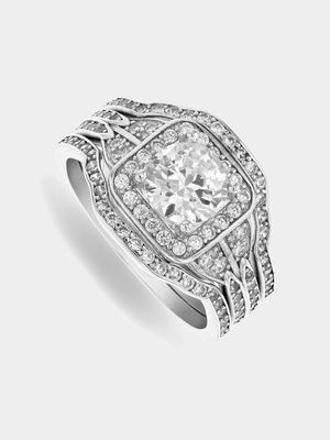 Sterling Silver & Cubic Zirconia Oasis Triple Set Ring