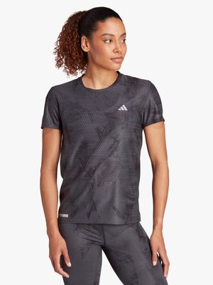 Womens adidas Ultimate All Over Print Charcoal Tee