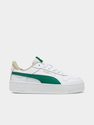Womens Puma Carina Street White/Green Sneakers