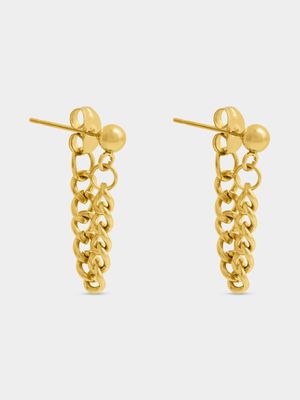 Gold Tone Chain Stud Earrings