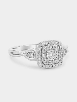 Sterling Silver 0.26ct Lab Grown Diamond Cushion Halo Infinity Ring