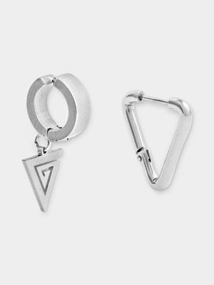 Stainless Steel Mismatched Triangular Hoops