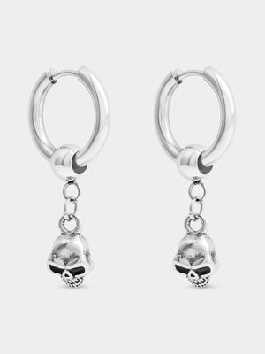 Stainless Steel Huggies with Removable Skull Charm