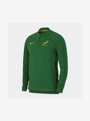 Mens Nike Springboks 1/4 zip Green Training Top