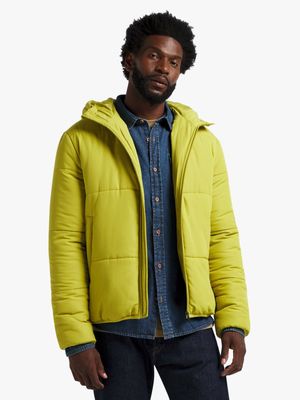 Men's Lime Green Hooded Puffer Jacket