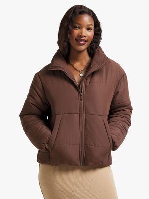 Women's Brown Puffer Jacket