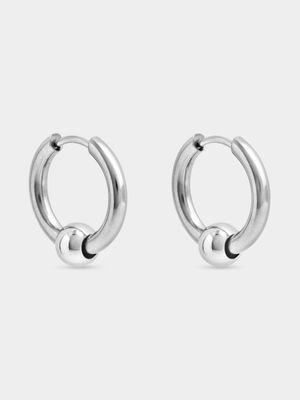 Stainless Steel Hoops with Removable Ball Charm