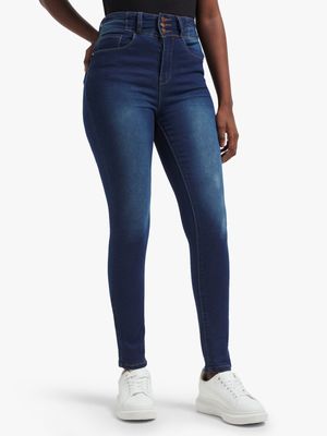 Jet Women's Blue Wide Waistband Skinny Jeans