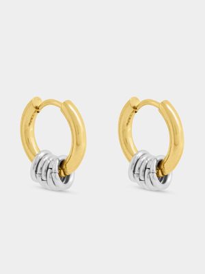 Stainless Steel Gold Tone Hoops with Removable Rings