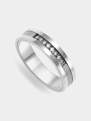 Stainless Steel Cubic Zirconia Channel Set Ring