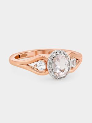 Rose Gold Diamond & Morganite Oval Halo Ring
