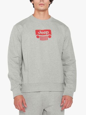 Men's Plus Jeep Grey Icon Crew Neck Fleece Sweater