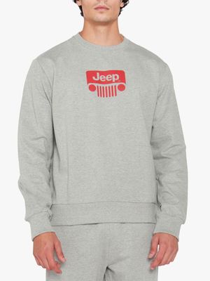 Men's Jeep Grey Icon Crew Neck Fleece Sweater