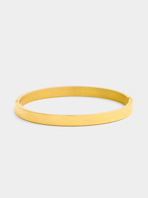 18ct Gold Plated Waterproof Stainless Steel 8mm Hinged Bangle
