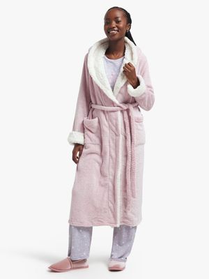 Jet Women's Pink Sherpa Lined Hooded Gown