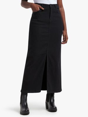 Jet Women's Black Denim Maxi Skirt