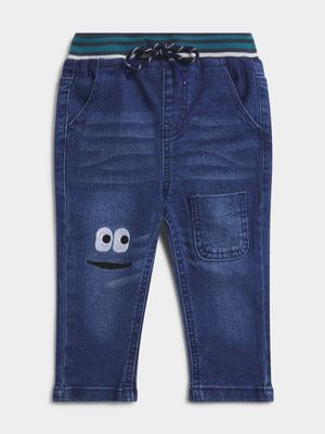 Jet Toddler Boys Mid Blue Ribbed Waist Denim Jeans