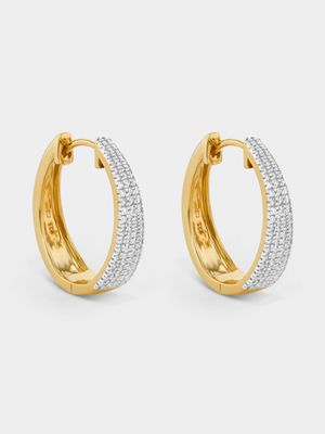 Yellow Gold 0.33ct Diamond Tapered Hoop Earrings