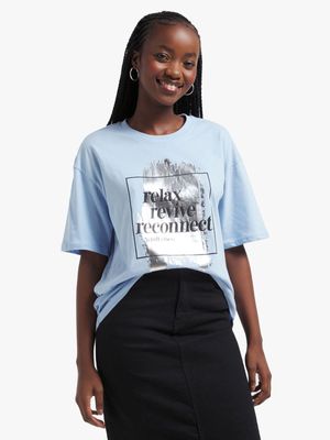 Jet Women's Light Blue Foil Graphic T-Shirt