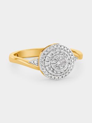 Yellow Gold Diamond Multi-Stone Round Halo Ring