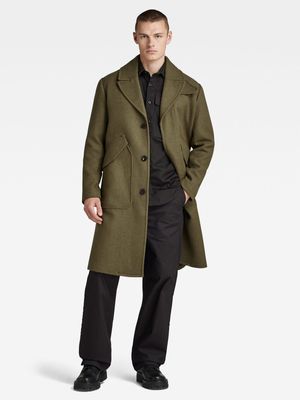 G-Star Men's Premium Wool Green Overcoat