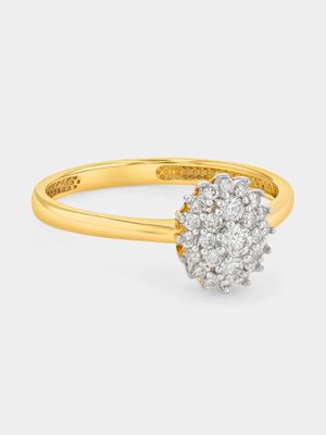 Yellow Gold 0.30ct Diamond Oval Cluster Ring