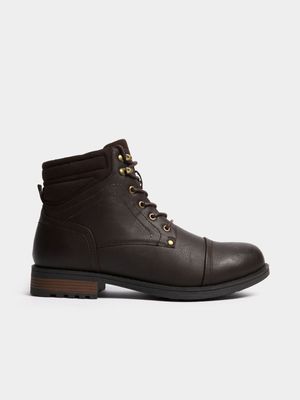Men's Brown Lace Up Military Boots