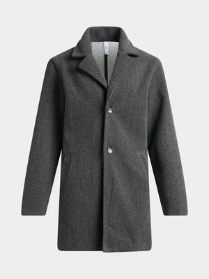 Younger Boy's Grey Melton Coat