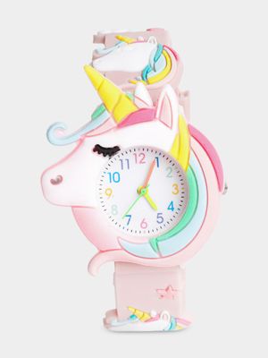Girl's Light Pink Unicorn Watch
