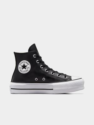 Womens Converse All Star Lift Leather Hi-Top Black Sneakers