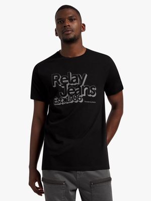 Men's Relay Jeans Shadow Tonal Black Graphic T-Shirt